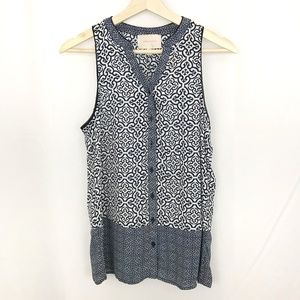Skies Are Blue Printed Sleeveless Blouse Tank Top
